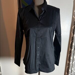 Banana Republic Factory Tailored Fit Black Button Down Shirt SZ 8